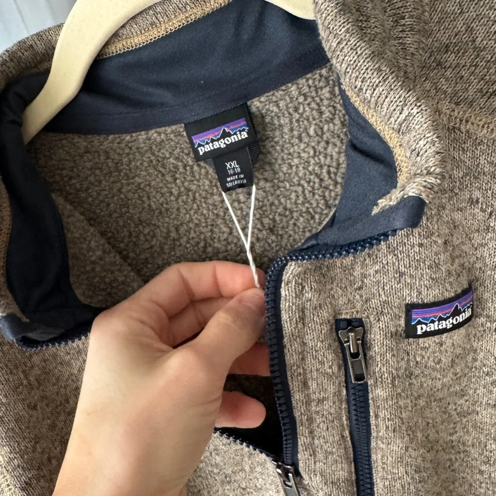 Patagonia 1/4 zip Better Sweater Fleece Jacket boys kids nautilus tan pullover